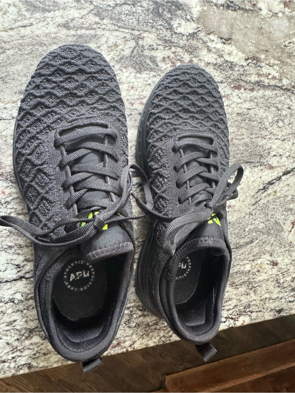 APL Black Knit Athletic Sneakers with Neon Accent